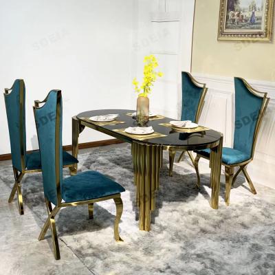 78cm High Oval Shape Dining Table With Glass Top Customized Color