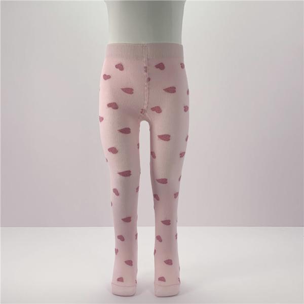 Comfortable Baby Girls Tights in Breathable Cotton with Pink Hearts