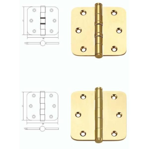Pure Brass Flat Cabinet Door Hinges With Round Corner And Ball Bearing 3
