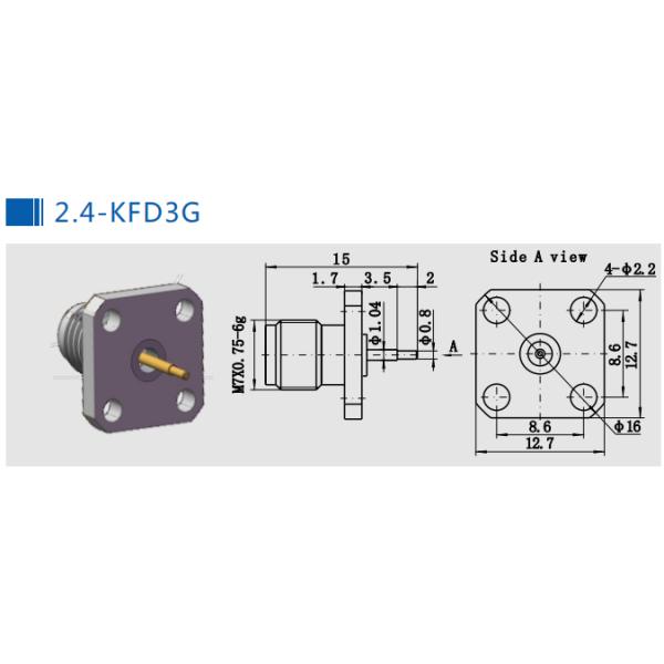 Stainless Steel 2.4mm RF Connector Female 4 Holes Flange Panel Millimeter Wave