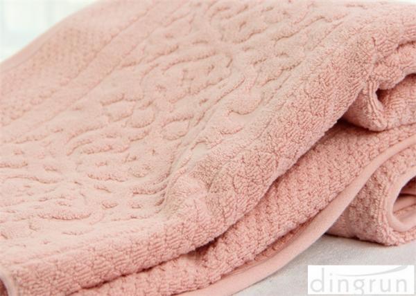 Jacquard Pure Cotton Bath Towels Pink 32s OEM / ODM Acceptable