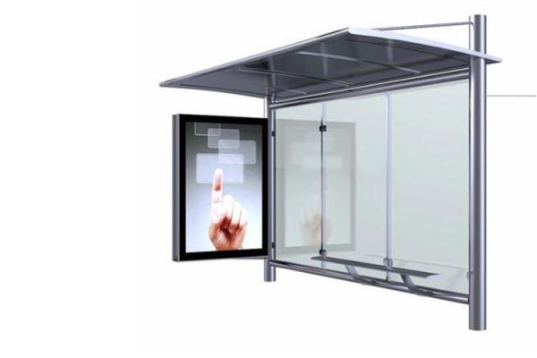 Height 2700-2800mm Stainless Steel Shelter , Prefab Bus Shelters Ceiling 1500*4500mm