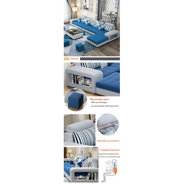 Crushed Velvet Fabric Custom Sofa Bed Leather Border  Living Room