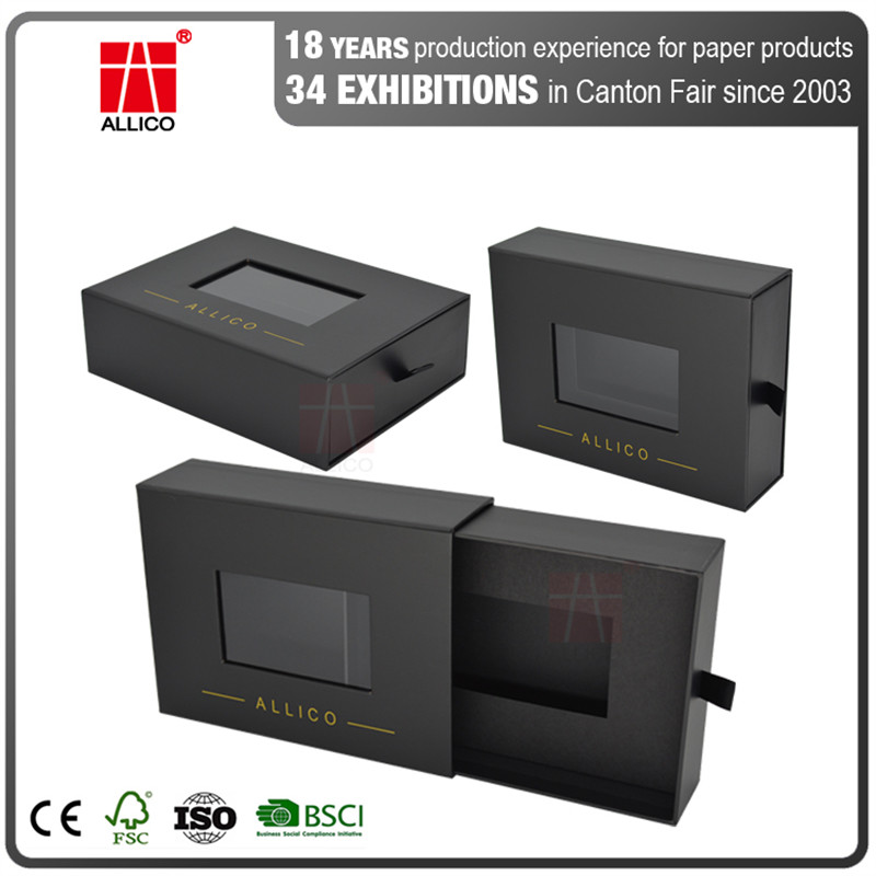 Горячее штемпелюя 300gsm C2S 4.5inch сползая подарочные коробки ящика с окном ясности PVC