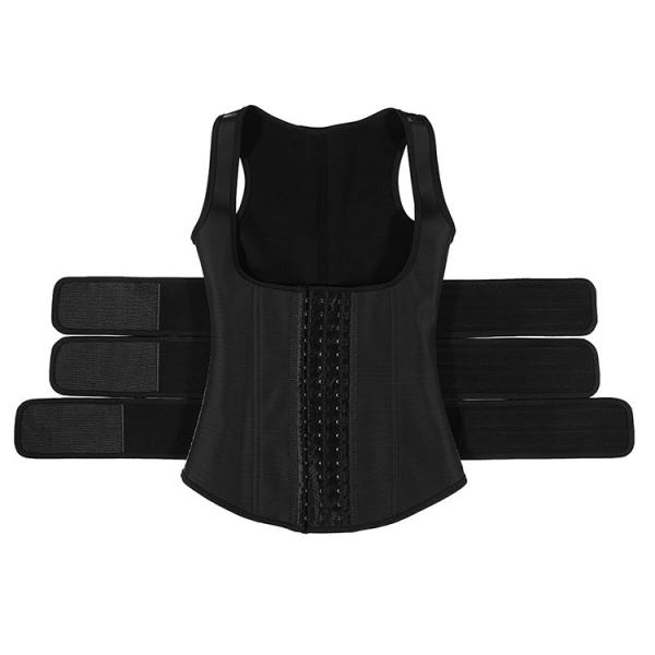 OEM Waist Trainer HEXIN Black Shaping Front Hooks Adjustable Straps 25 Steel Boned Vest