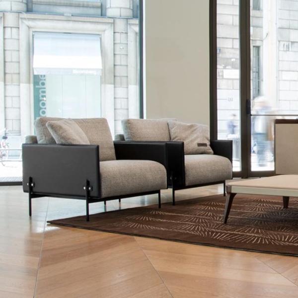 Customized Fabric Living Room Arm Chair / Printed Logo Light Blue Armchair