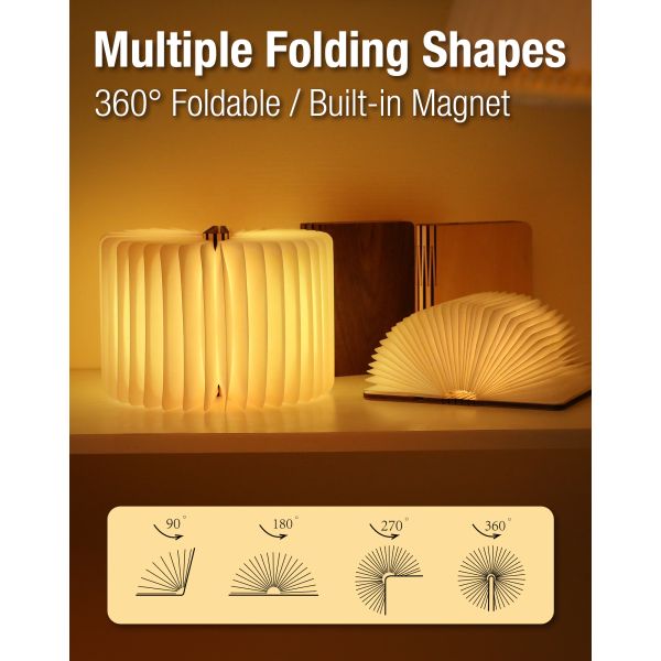 LED Origami Pendant Lamp Paper Craft Night Desk Book Light Wooden
