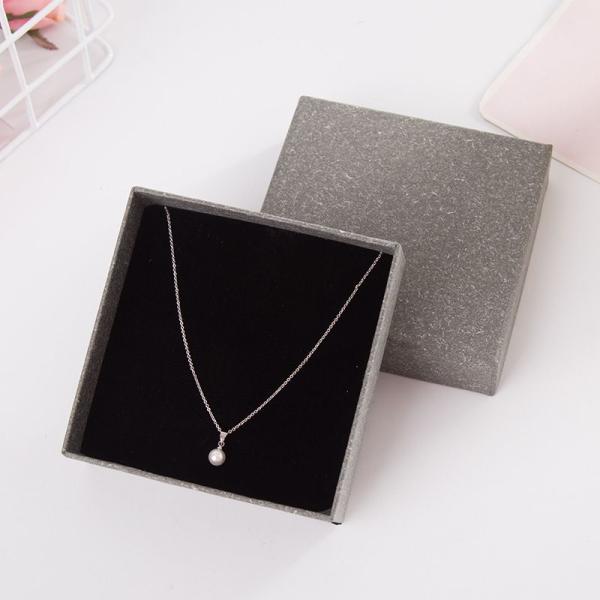 Luxury Rigid Paper Jewelry Boxes Black Cardboard Paper Necklace Packaging Box