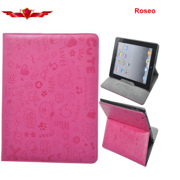 Elegant Embosed Ipad 1 Ipad Air PU Leather Cover Cases Support Smart Sleep/Wake Up