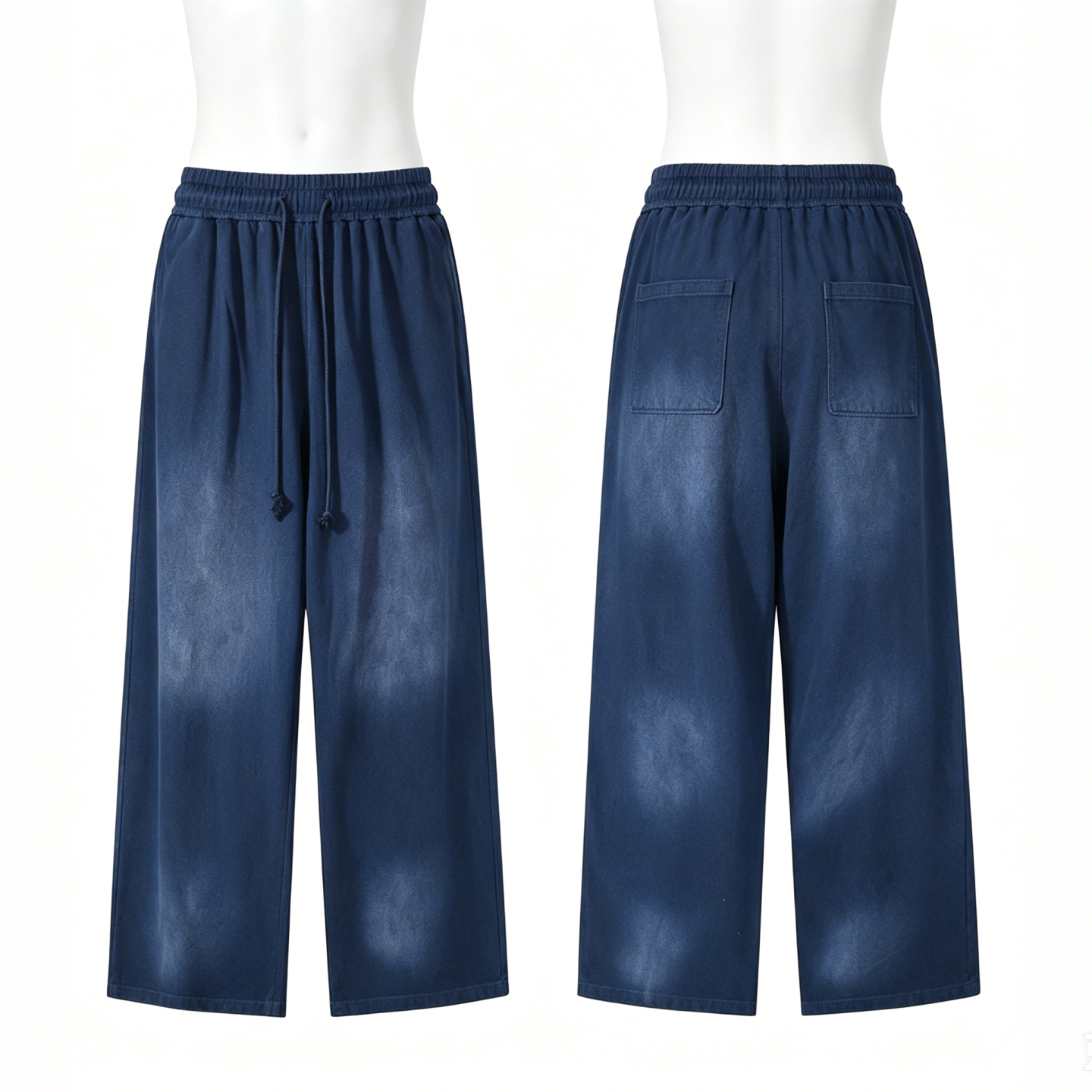 Spray Wash Cotton Straight Leg Pants High Waist Cotton Straight Leg Trousers No Stretch