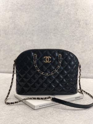 Small Chanel Patent Calfskin Shopping Bag With Retro Lady Style