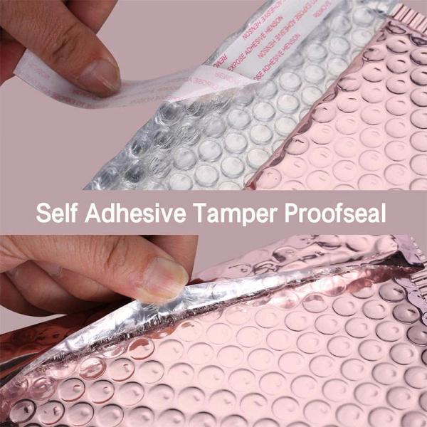 Custom Logo Air Padded Envelopes Metallic Rose Gold Foil Bubble Mailer Bag For Cosmetics