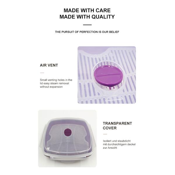 1-Tier Plastic Square Microwave Steamer for Vegetables and Rice Party-Friendly Design