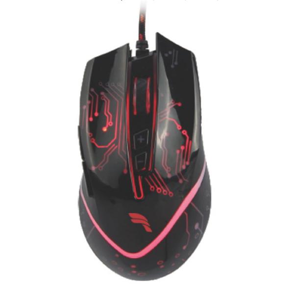 6D Button Mouse With USB Braided Cable Classic Black Design Compatible With Multiple Systems. Eco-friendly PE Bag Packaging