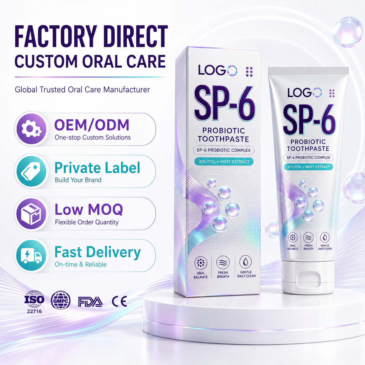 Keepup SP-6 Probiotic Teeth Whitening Toothpaste Mint Flavor Organic Ingredients Fluoride Free Removes Stains Cleans Mouth