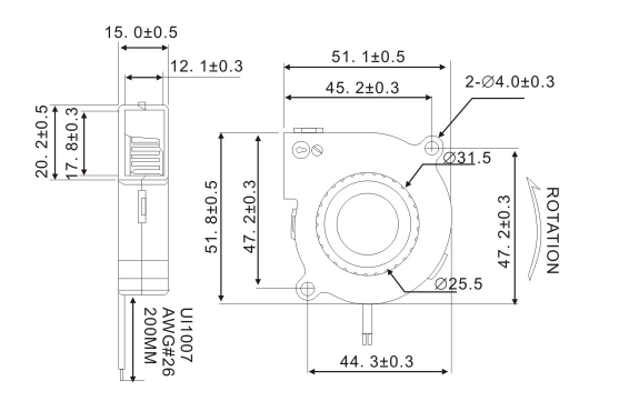 5015 Plastic Impeller DC Blower Fan 50x50x15mm Free Standing Noise Reduction