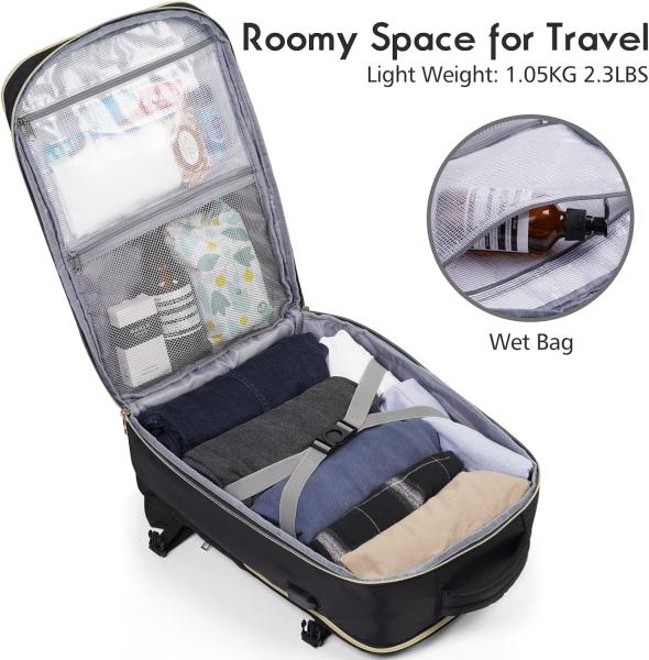 Large Flight Approved Carry On Water Resistant Anti-Theft Casual  Travel Bag Fit 17 Inch Laptop with USB Charging Port