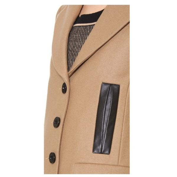 Prendas de vestir exteriores beige Ct001 del invierno de la mezcla de lanas de Vince con el cuero del grado de la altura, poliéster del 40% para la mujer