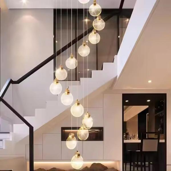 Chambre de séjour en cristal ronde contemporaine maison décorative Led Pendant Light Pour l'hôtel Escalier de salon