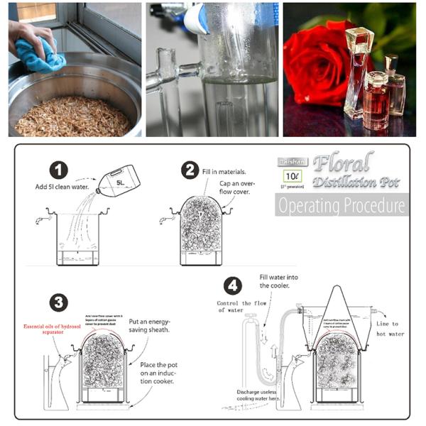 10L Rose Essential Oil Extracting Machine with Water Steam Distillation Apparatus and Small Capacity