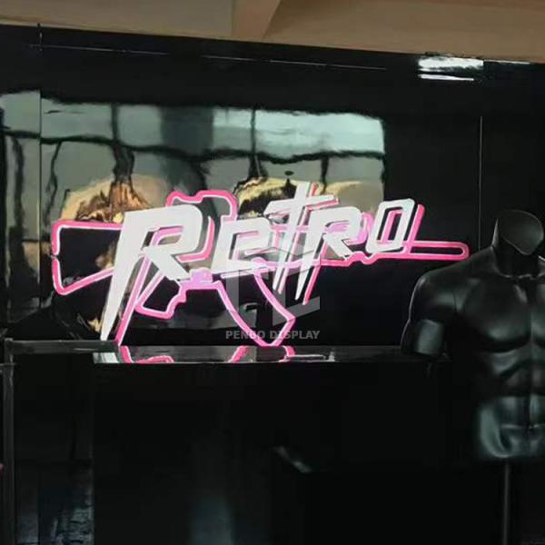 Powder coated Clothing Shop Display Furniture Dress Display Backdrop Stand With Shelves