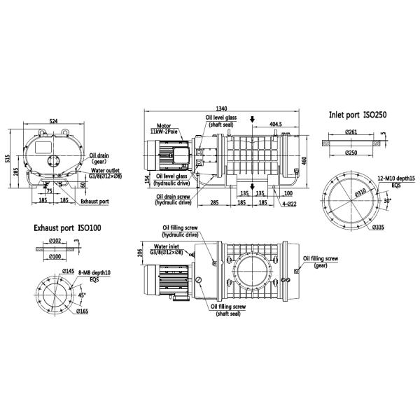 BSJ1200LC High Speed 11 kW Mechanical Roots Vacuum pump