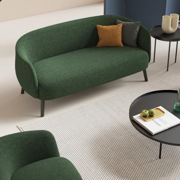 Plush Modern Office Couch , Bouncy Fabric Waiting Area Sofa For Small Spaces