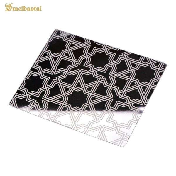 Silver Super Mirror Etched Stainless Steel Sheet 1.00mm Thickness