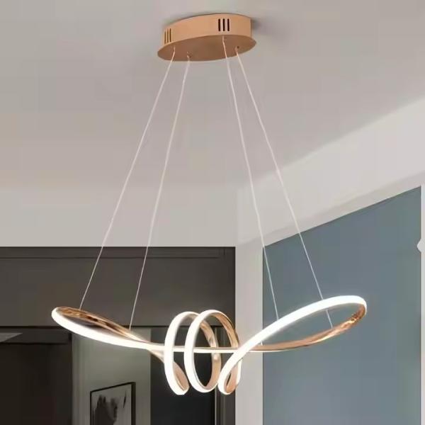 Nordic New Design Colored Pendant Light Restaurant Suspended Pendant Lamp Modern Art Twisted Design Creative Wave LED Chandelier