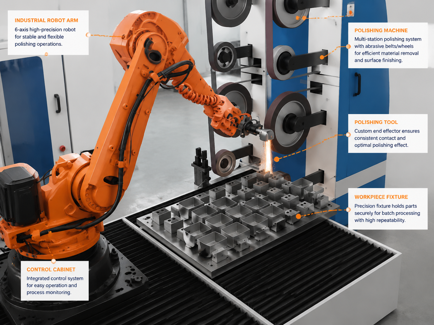 Reduce Secondary Processing Robot Grinding Machine For Metal Casting Labor Saving