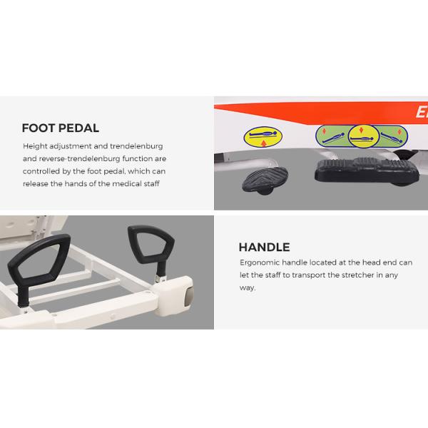 Height Adjustable Mechanical Transport Stretcher Trolley For Hospital Disabled