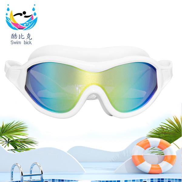 Anti Fog Silicone Swim Goggles Large Frame Swimming Goggles For Adults Colorful Electroplating
