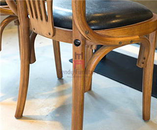 Vintage Wood Leather Dining Chairs With Arms Oak Wooden Wedding Chairs 