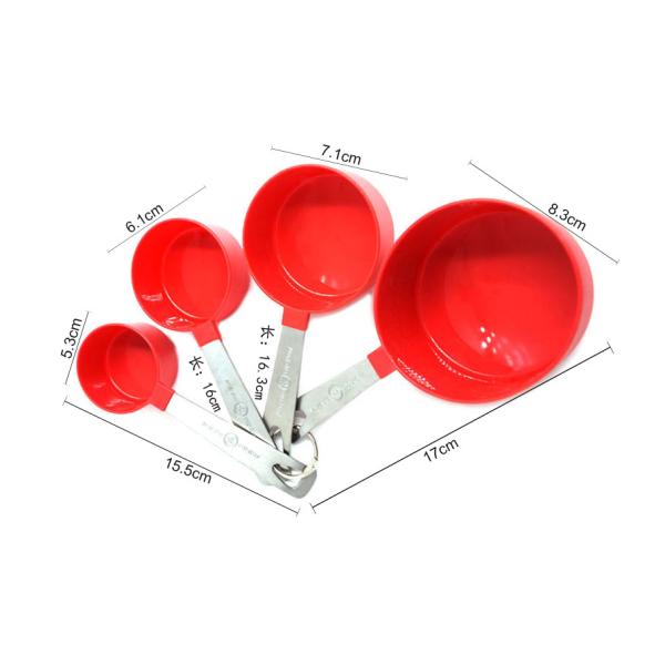 4Pcs Stainless Steel Handle Measuring Seasoning Liquid Plastic Measuring Cup