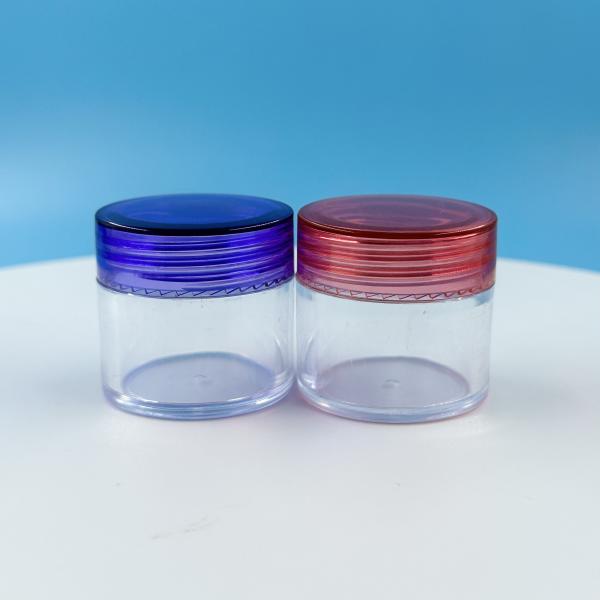 Garrafas de plástico altamente OEM transparente com tampas coloridas 30g garrafas cosméticas para cuidados faciais