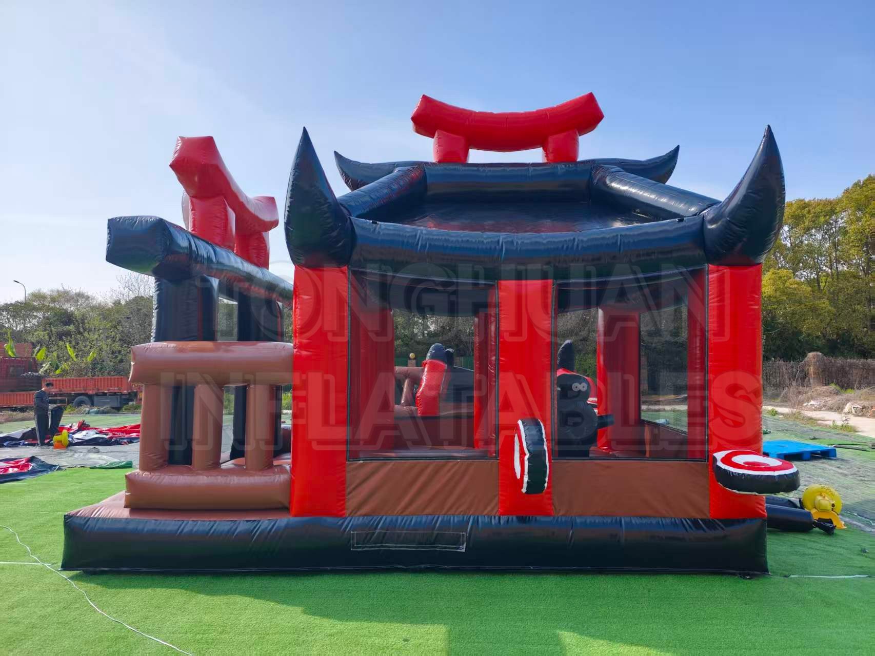 Large Martial Arts Bounce House with Custom Logo Printing for Gyms Schools Festivals and Rental Business