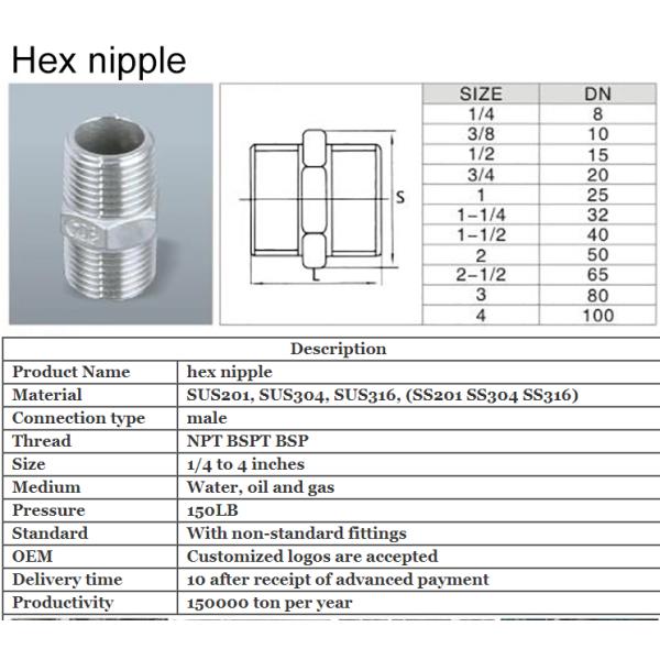 BS3799 duplex stainless ASTM A182 F51 Duplex2205 S31803 hex nipple