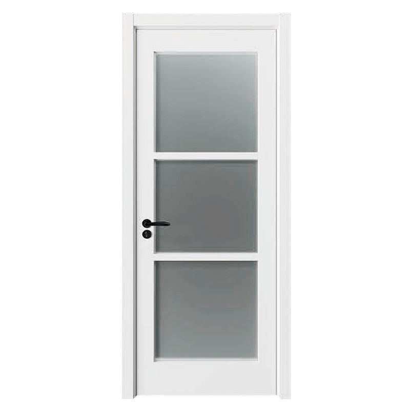 China Other Style Simple Waterproof Interior Solid Wooden Door Melamine Entrance Bathroom Wood WPC Doors with Glass With Smart Lock