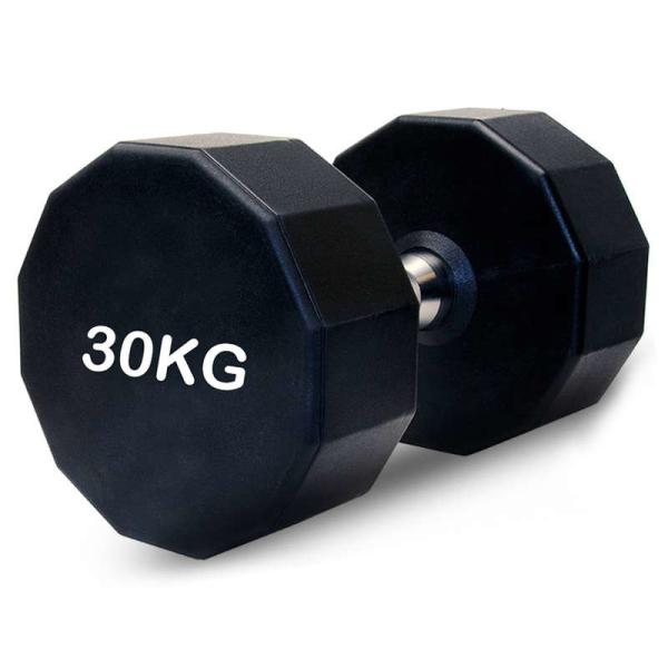 Gym Fitness 12 Sides Black Dumbbells Set Cast Iron Rubber Coated