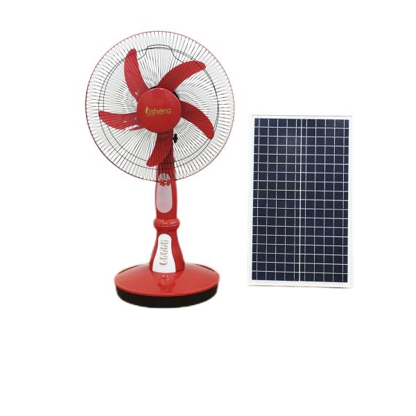 High-quality 12v DC  desk fan solar rechargeable table  fan with charging  battery and led lamp