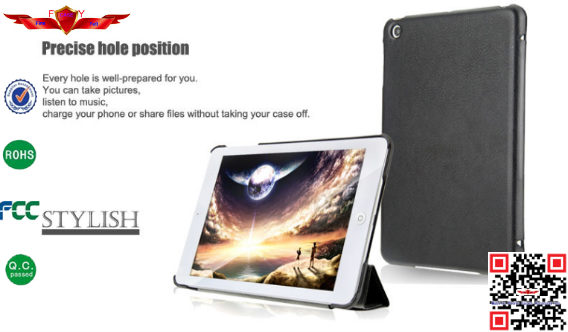 New 100% Brand New Ultra Thin Colorful Four Fold PU Leather Cover Case For Ipad Mini