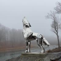 Modern Garden Decoration Large Stainless Steel Wolf Sculpture