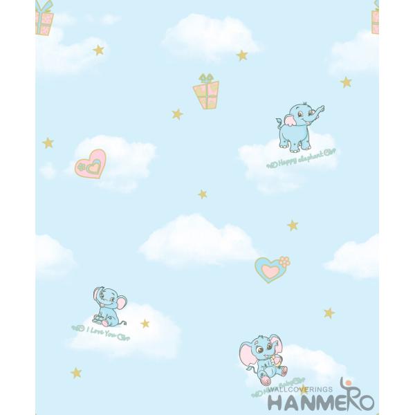 Elephant Cartoon Household Children Room Wallpaper PVC Wallcovering Chinese Factory Modern