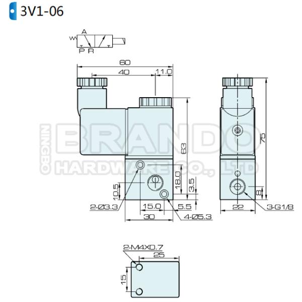 тип путь 3V1-06 Airtac клапана соленоида 3 воздуха 1/8