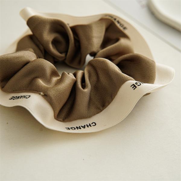 Girls fashion hair accessories scrunchies head string French ribbon edge fat bowel ring OEM logo words letter