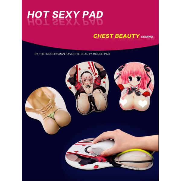 No Fade Anime Girl custom 3D Mouse Pad With Wrist Rest Art Printed