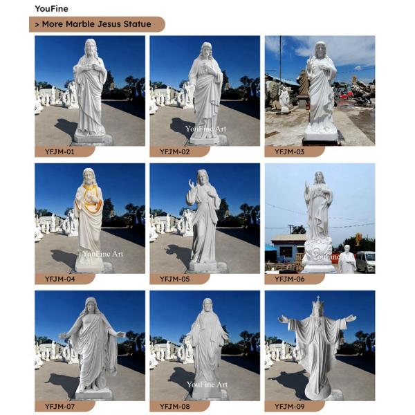 Customized Large Life Size Religious Sculpture Garden Decorative Pure White Marble Holy Family Church Statue