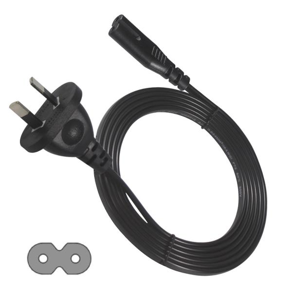 AU 2Pプラグ - IEC C7電源コード SAA認証 250V 7.5A フラットケーブル
