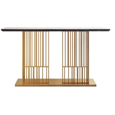 Rectangular console de aço inoxidável mesa mesa de parede com base de metal de ouro escovado hotel villa e sala de estar uso