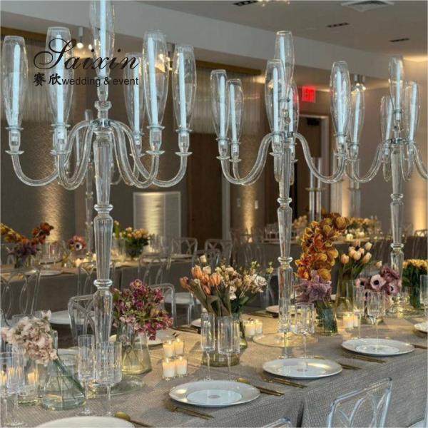 ZT-593 lujoso único candelabro de cristal alto piezas centrales de la boda